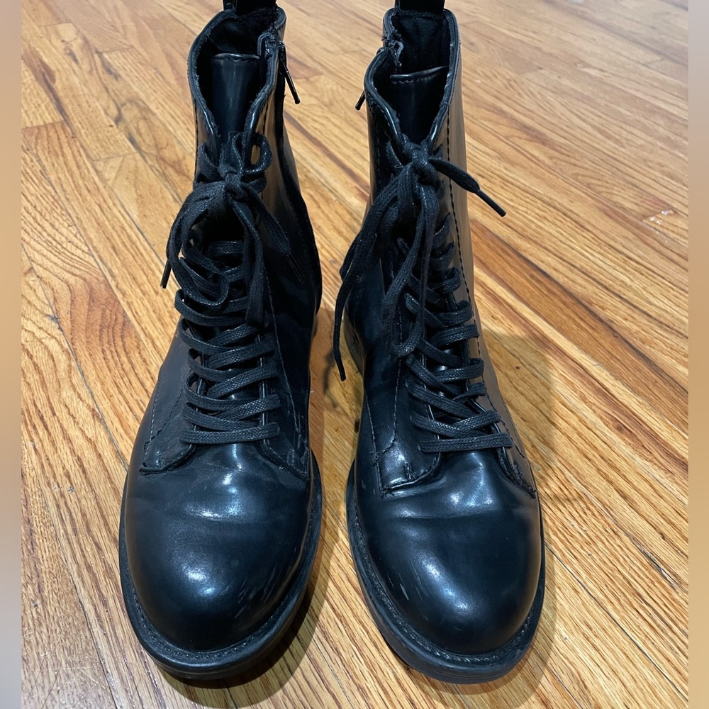 LOFT lace up black leather boots